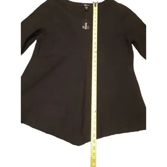 NWOT Style & Co Cotton/ Linen Blend Black Tunic Pullover V Neck Top Size L - Picture 10 of 11